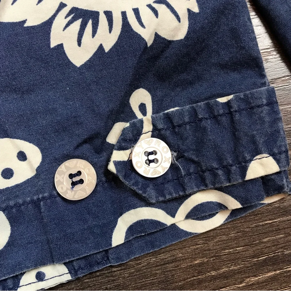 Quicksilver Roxy Women’s Vintage Full Zip Blue Hooded Lightweight Floral Jacket - Picture 6 of 9